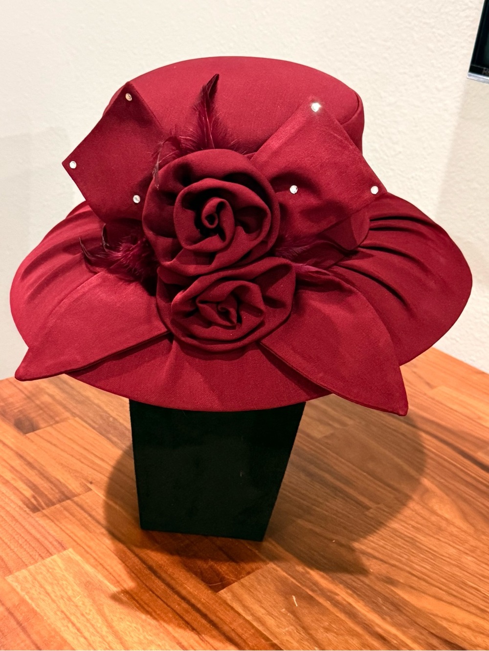 Harmony New York Elegant Women's Floral Church Hat - Burgundy